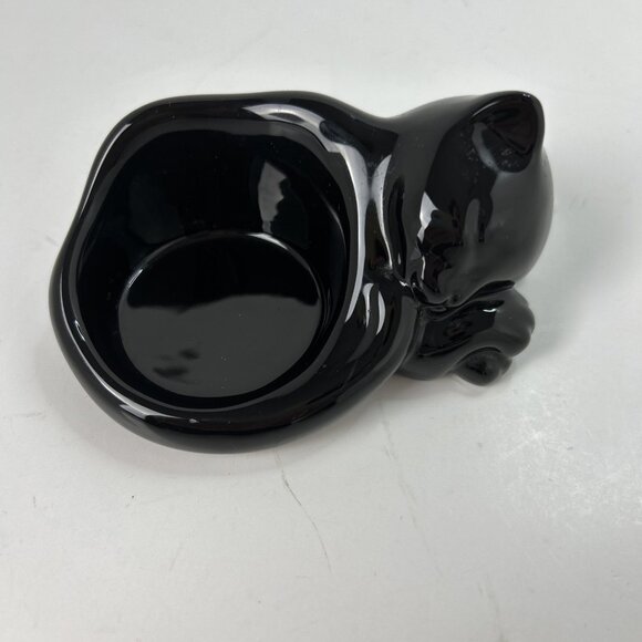 PartyLite Sleeping Black Cat Kitten Halloween Tea Light Candle Holder P90013 - Picture 1 of 6